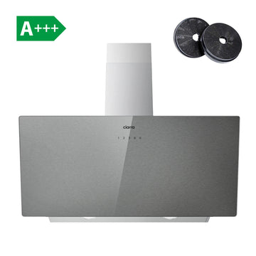 Ciarra Hotte de 90cm en Verre Argenté Brossé Avec Commande Tactile A+++ CBCS9736H-S
